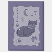幻想的な夜の猫の民芸マグネット マグネット (正面)