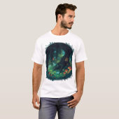 幻想的な夜の生態系 生物発光の森の精霊たち Tシャツ (正面フル)