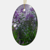 幻想的な夜の紫の花 セラミックオーナメント (左)