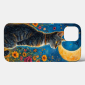 幻想的な夜空の下のスタイリッシュな猫 月の美しい夜空の美学 Case-Mate iPhoneケース (裏面 (横))