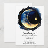 幻想的な夜空の水彩画 男の子ベビーシャワー 招待状 (正面/裏面)