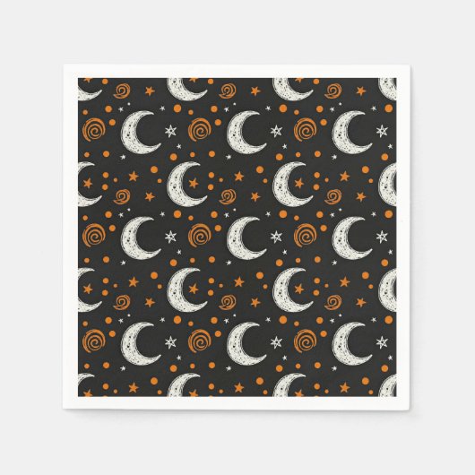 幻想的な夜空 三日月 ハロウィン スタンダードカクテルナプキン (正面)