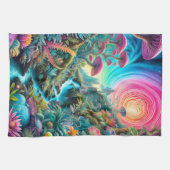 幻想的な夢サイケデリックの風景 キッチンタオル (横)