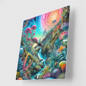 幻想的な夢サイケデリックの風景 スクエア壁時計 (傾斜)