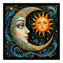 幻想的な天体の夢：月と太陽のアート