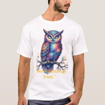 幻想的な天体の宇宙のフクロウのファンタジー グラフィックTシャツ