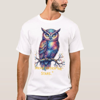幻想的な天体の宇宙のフクロウのファンタジー グラフィックTシャツ Tシャツ