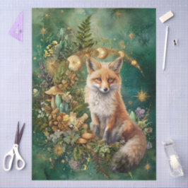 幻想的な天体キツネアートコラージュ・デコパージュ 薄葉紙