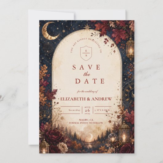 幻想的な天体秋の結婚式 セーブザデート (正面)