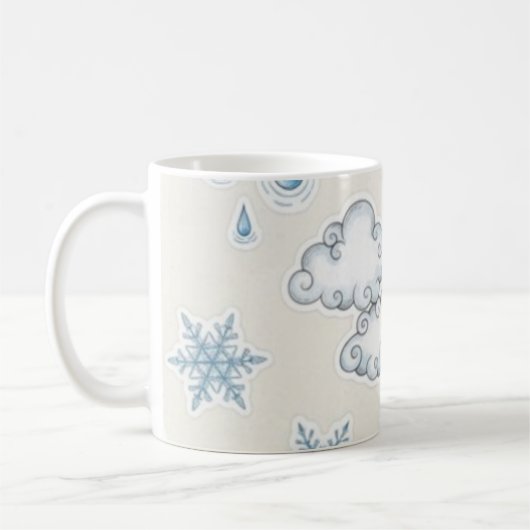 幻想的な天気アイコン – 陽+雲+雨+雪 コーヒーマグカップ (左)