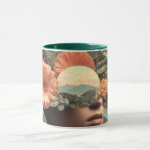 幻想的な女性の肖像に花の要素 マグカップ (中央)