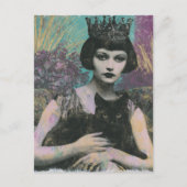 幻想的な女王と黒猫 ポストカード (正面)