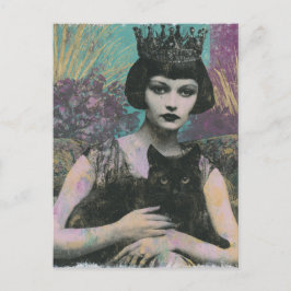 幻想的な女王と黒猫 ポストカード