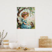 幻想的な妖精とハリネズミの庭の壁アート ポスター (キッチン)