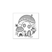幻想的な妖精のキノコハウス 1x1 ラバースタンプ (インプリント)
