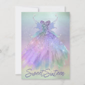 幻想的な妖精のドレス | レインボーオンブルパステル シーン 招待状 (正面)