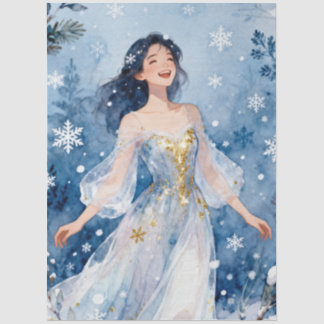 幻想的な妖精の冬の雪の結晶 ファンタジー TMF26 薄葉紙