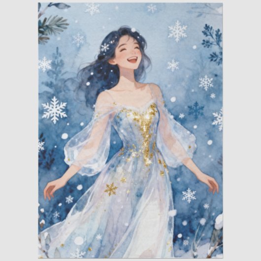 幻想的な妖精の冬の雪の結晶 ファンタジー TMF26 薄葉紙 (正面)