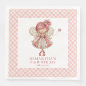 幻想的な妖精の女の子 6歳の誕生日 ピンクの花柄  (正面)