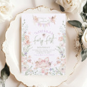 幻想的な妖精の1歳の誕生日　魔法の森 招待状