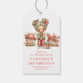 幻想的な妖精の4歳の誕生日 ピンクの花のギフトタグ ギフトタグ (裏面)