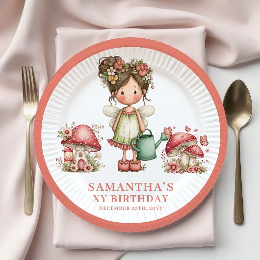幻想的な妖精の8歳の誕生日の花の紙皿 ペーパープレート