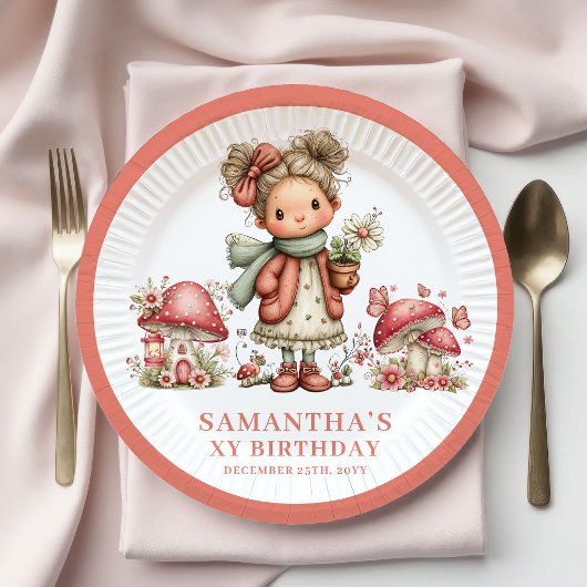 幻想的な妖精の8歳の誕生日 ピンクのプレート ペーパープレート
