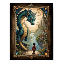 幻想的な子供とドラゴン