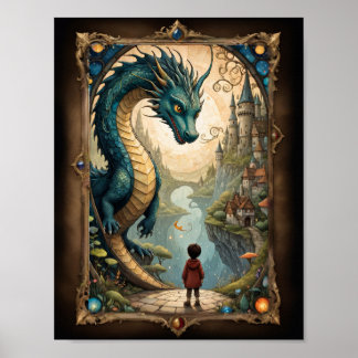 幻想的な子供とドラゴン ポスター