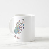 幻想的な孔雀と蝶々 コーヒーマグカップ (正面左)