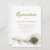 幻想的な孔雀の羽のキンセアニエラ 招待状 (正面)