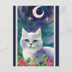 幻想的な宇宙の子猫の水彩ポストカード ポストカード
