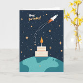 幻想的な宇宙の誕生日カード カード (黄色い花)