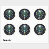 幻想的な宇宙の電球テラリウム 森の水の流れ ラウンドシール (シート)