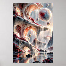 幻想的な宇宙の風景 アーチ形の壁画アート