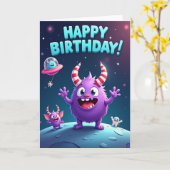 幻想的な宇宙生物の誕生日カード カード (黄色い花)