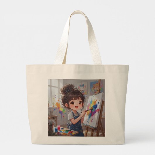 幻想的な少女画家トートバッグ ラージトートバッグ (裏面)