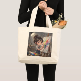 幻想的な少女画家トートバッグ ラージトートバッグ