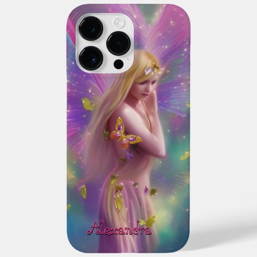 幻想的な少女 紫 ピンク 金色 蝶 3 Case-Mate iPhoneケース (裏面)