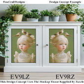 幻想的な少女、髪の中の小鳥 EV9LZ デコパージュ 薄葉紙