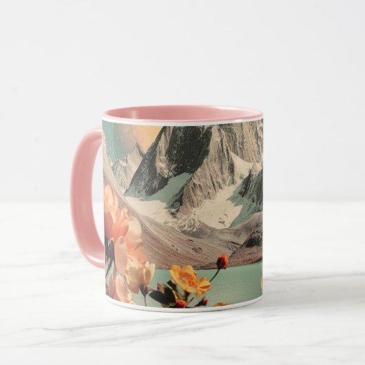 幻想的な山々と花の風景 マグカップ (正面左)