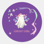 幻想的な幽霊の女の子 パステルハロウィンパーティー ラウンドシール (正面)