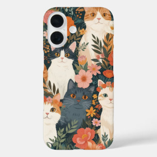 幻想的な庭の猫たち iPhone 16ケース