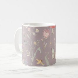幻想的な庭の野の花と蝶の幻想的なデザイン コーヒーマグカップ