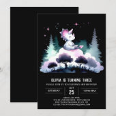 幻想的な恐竜トリケラトプスの誕生日 招待状 (正面/裏面)