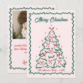 幻想的な手描きのクセのあるメリークリスマスフォト シーズンカード (正面/裏面)