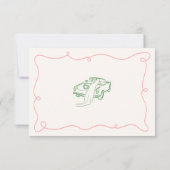 幻想的な手描きのピンクとグリーンの結婚式の詳細 招待状 (裏面)