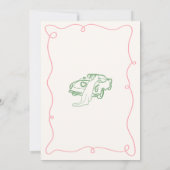 幻想的な手描きのピンクとグリーンの結婚式 招待状 (裏面)