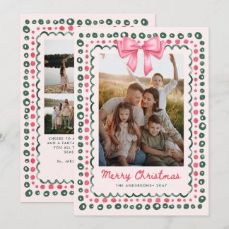 幻想的な手描きの弓フレーム クリスマス4枚の写真 シーズンカード