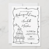 幻想的な手描きの結婚式リハーサルディナー 招待状 (正面)